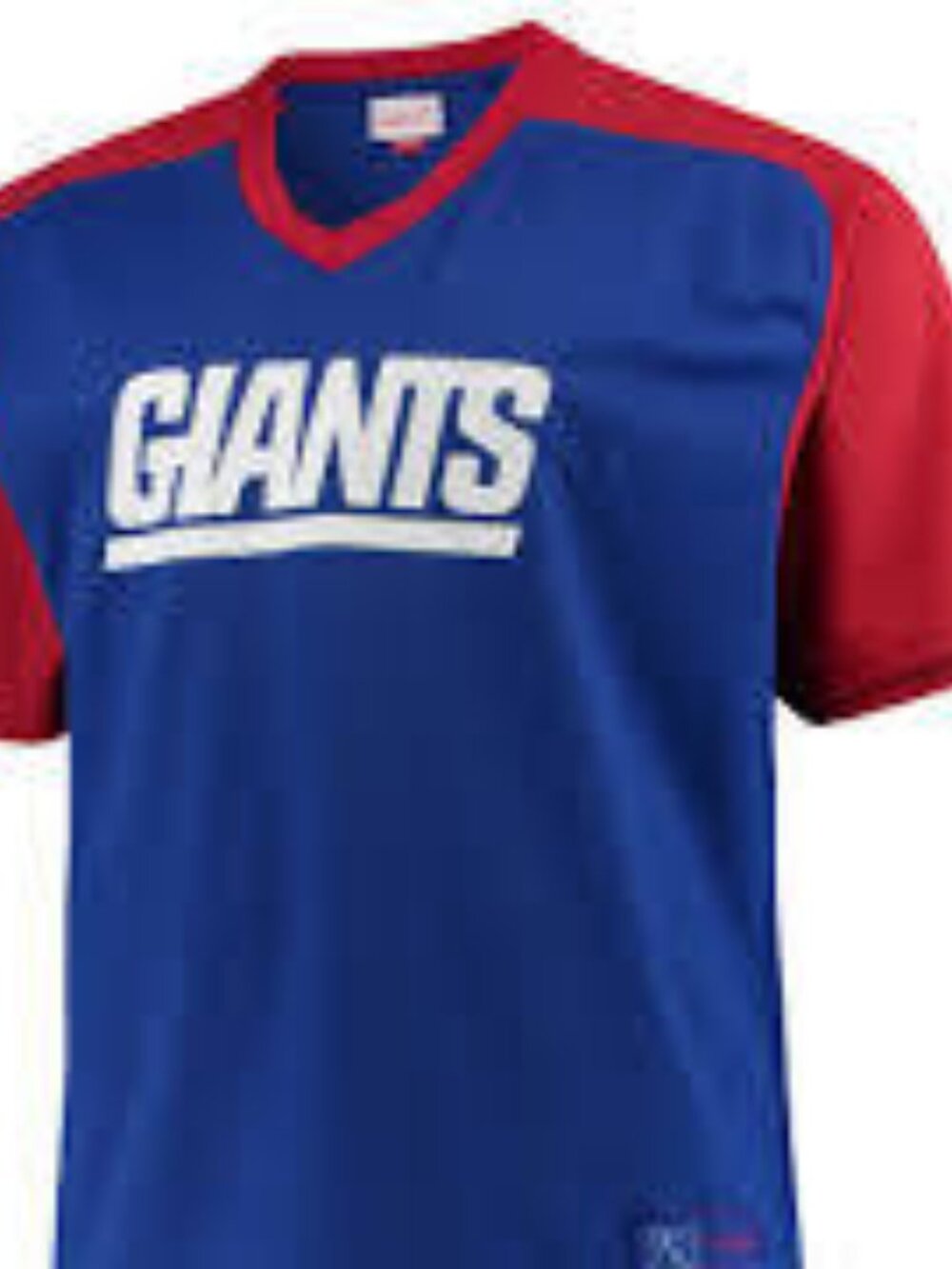 New York Giants Mitchell & Ness Final Second Mesh Raglan V-Neck T-Shirt - Royal